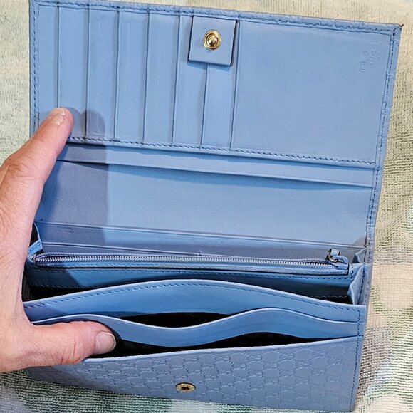 Gucci Wallet GG Microguccissima Continental Blue Buttery Soft Leather Wallet EUC - Picture 9 of 17